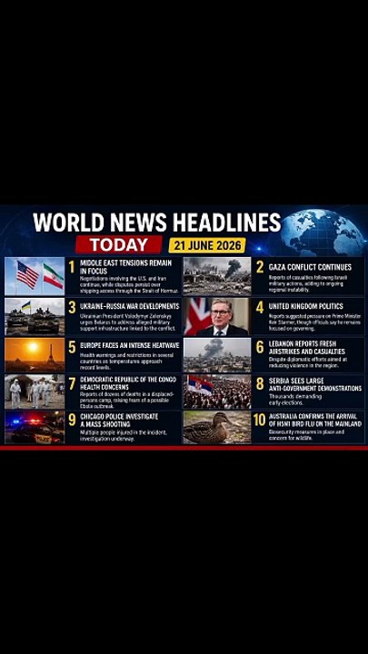 Top World News is headlines today 21/06/2026