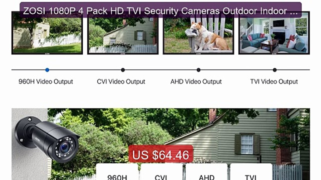 ZOSI 1080P 4 Pack HD TVI Security Cameras Outdoor Indoor Weath... -- Best Buy 2026 | Great Quality!