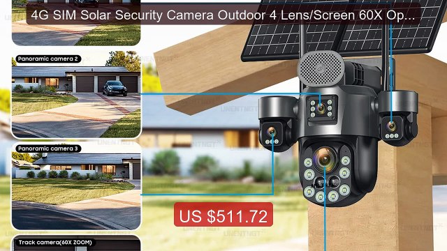 4G SIM Solar Security Camera Outdoor 4 Lens/Screen 60X Optical Zoo... Best Deal 2026 | Shop Now!