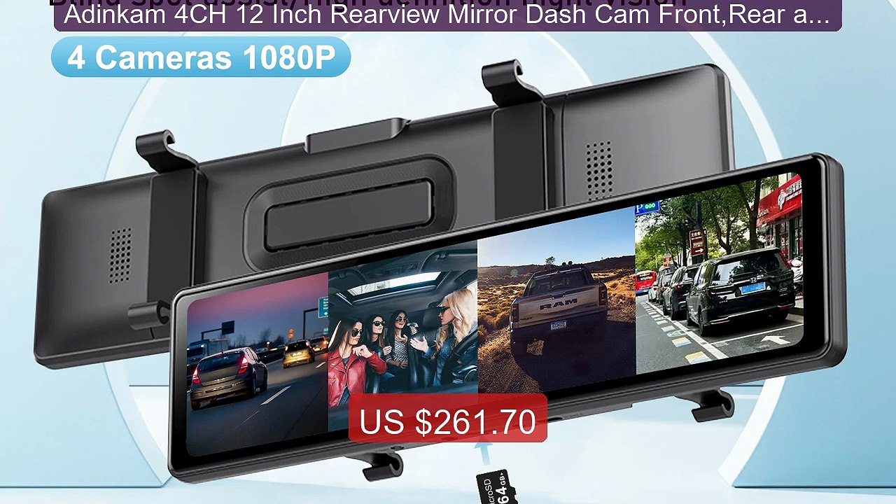 Adinkam 4CH 12 Inch Rearview Mirror Dash Cam Front,Rear and Side(L... -- Best Deal 2026 | Shop Now!
