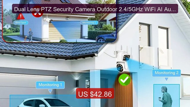 Dual Lens PTZ Security Camera Outdoor 2.4/5GHz WiFi AI Auto... Top Pick 2026 | Unbeatable Price!