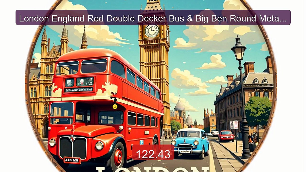 London England Red Double Decker Bus & Big Ben Round Metal Sign, R... -- Best Deal 2026 | Shop Now!