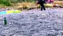 Plajda kontrolden çıkan motorlu paraşüt kalabalığa daldı 3 yaralı