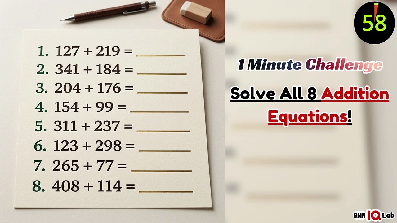 #MathChallenge 🔢⚔️ Solve All 8 Addition Equations! ➕️