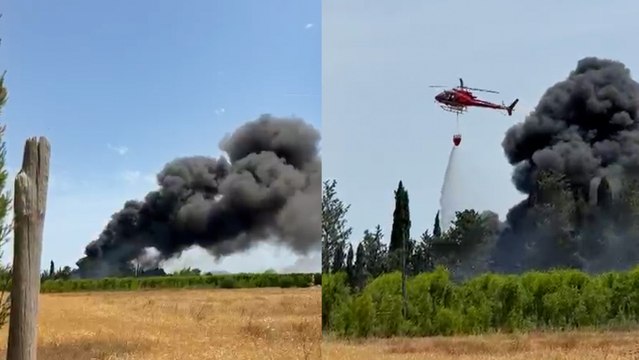 Los bomberos combaten un incendio forestal de pequeñas dimensiones en Inca