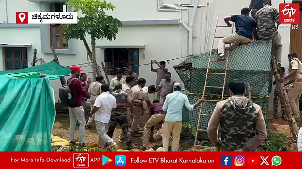 ಚಿಕ್ಕಮಗಳೂರು: ನಾಯಿಗೂಡಿಗೆ ನುಗ್ಗಿ ಹೊರಬರಲಾಗದೇ ಚಿರತೆ ಫಜೀತಿ; ನೋಡಲು ಗ್ರಾಮಸ್ಥರ ದಂಡು