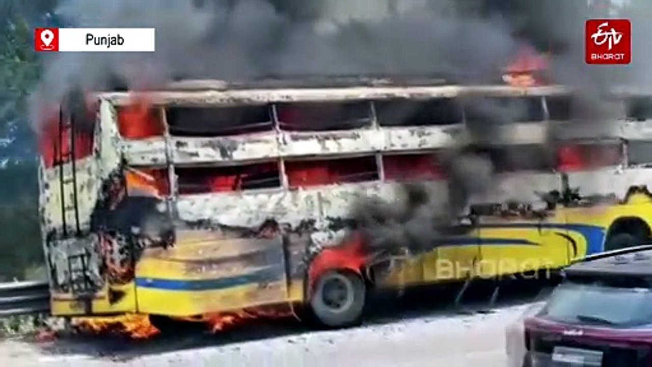 Major Tragedy Averted As 80 Passengers Evacuated From Sleeper Bus In Khanna Minutes After It Caught Fire