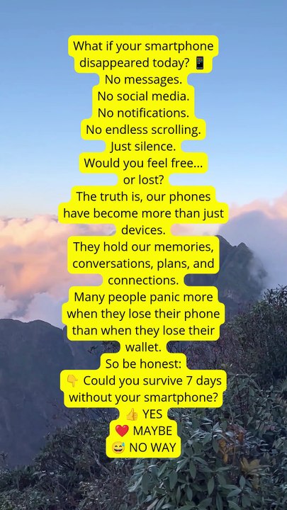 What if your smartphone disappeared today 📱 No messages. No social media. No notifications. No endless scrolling. Just silence. Would you feel free... or lost The truth is, our phones have become