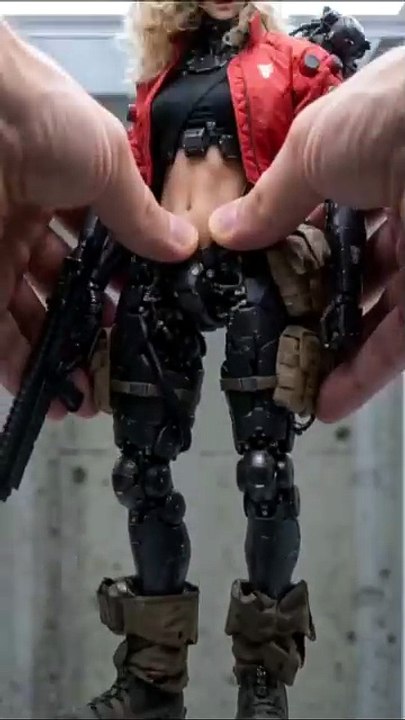 This figure of a cyberpunk soldier is scary