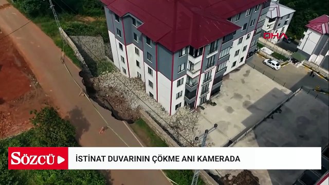 Çocuğunu saniyelerle kurtardı; istinat duvarının çökme anı kamerada