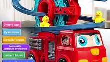 Children's Electric Fire Truck Toy with Spinning Ferris Wheel Track Set