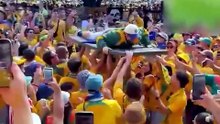 ‘Shoey, shoey!’: Aussie soccer fans celebrate World Cup in true blue spirit