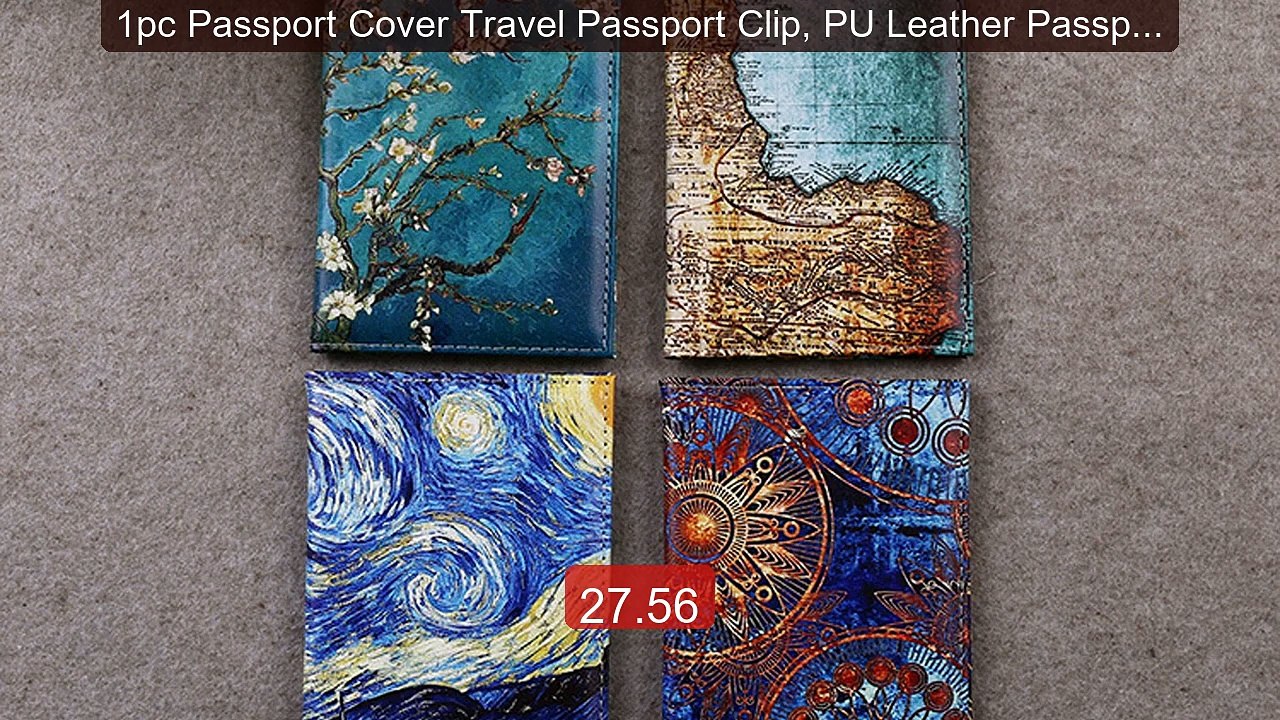 1pc Passport Cover Travel Passport Clip, PU Lea...