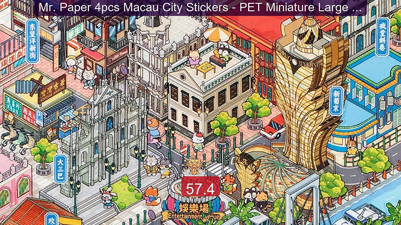 Mr. Paper 4pcs Macau City Stickers - PET Miniature Large Dior... -- Amazing Value 2026 | Must Have!