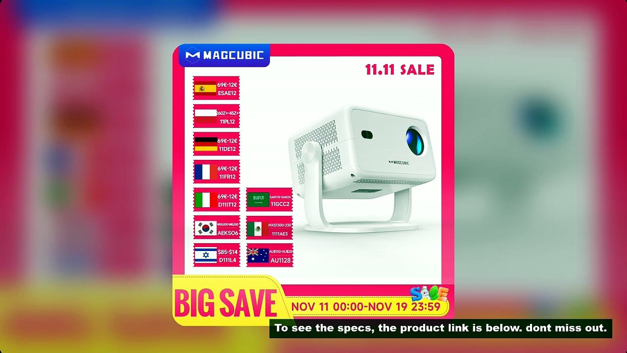 Magcubic 4K L018 Projector 650ANSI Native 1080P Auto Focus & Keystone 360� Rotate Android 11 BT 5.2