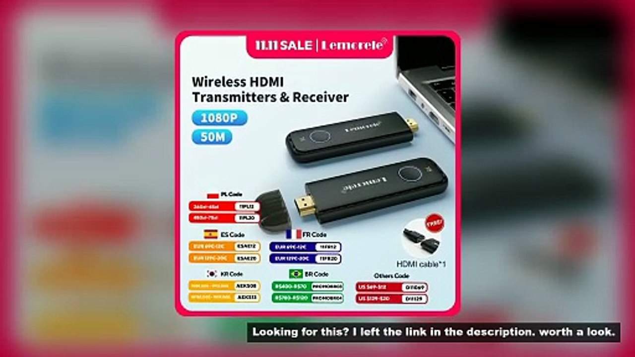 Lemorele 1080P HDMI Wireless Transmitter Receiver Wireless HDMI Video Extender kit Adapter for Lapto