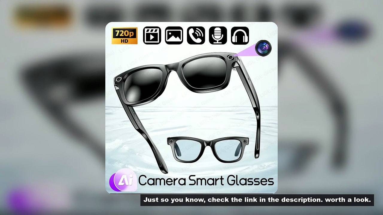 LIGE Camera Smart Sunglasses Video Recording AI Photo Recognition Eyeglasses Wireless Bluetooth Call