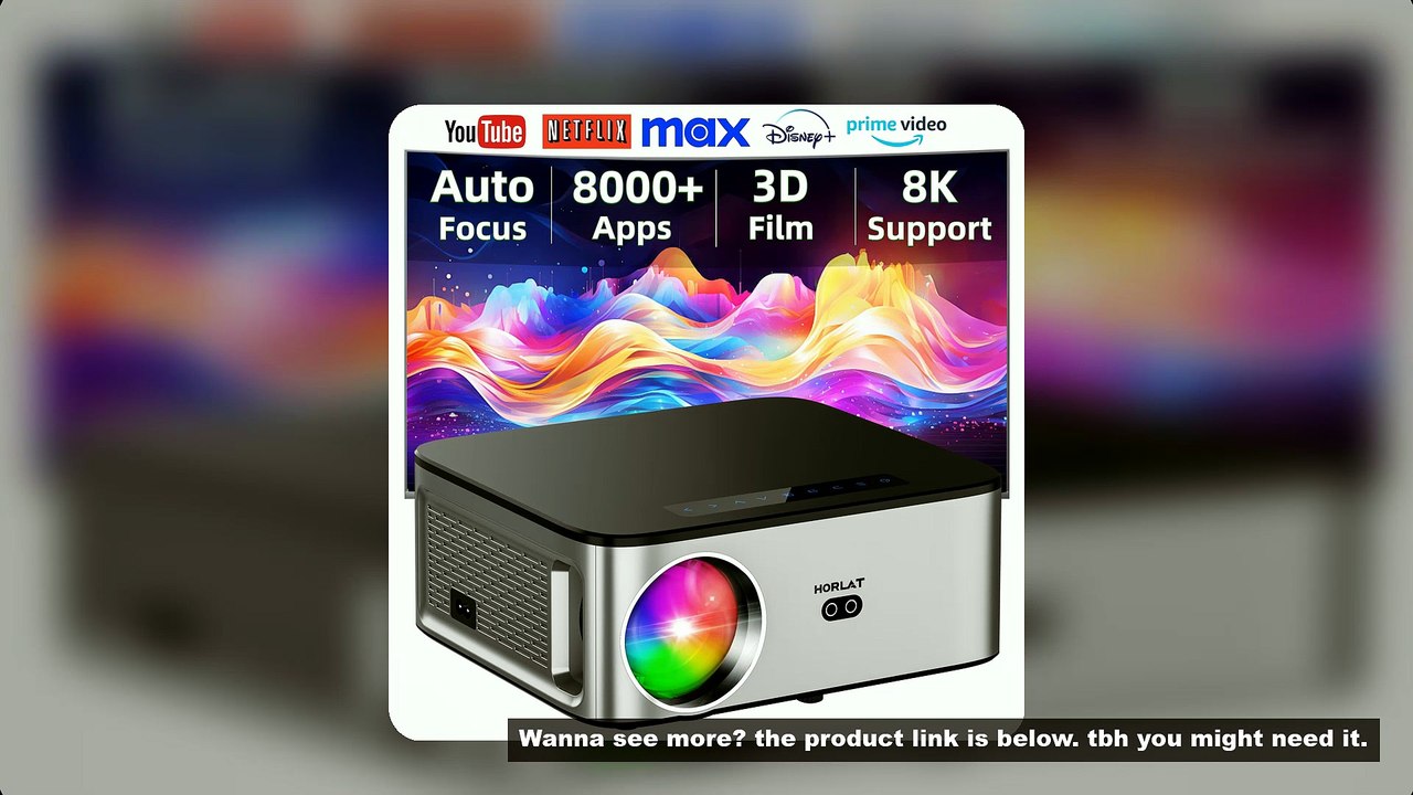 HORLAT New 1600Ansi Beamer Android 4K Outdoor Projector 32GB Rom Full HD 1080P 8K Video Home Theater
