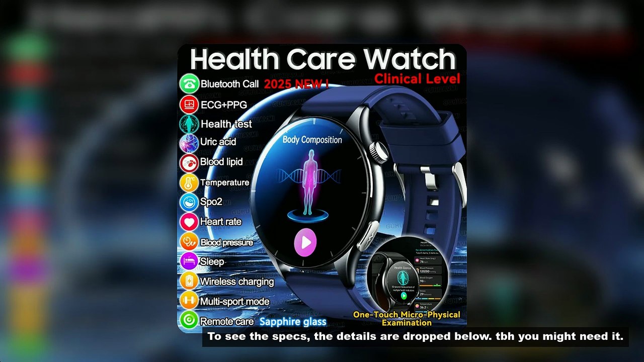 2025 New Health Analysis ECG+PPG Smart Watch Body Fat Uric Acid Blood Pressure Heart Rate Tracker NF