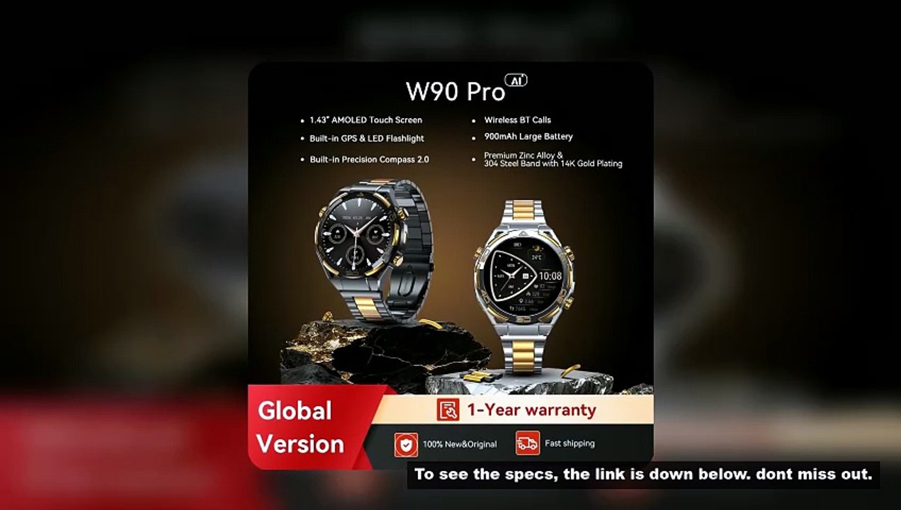 Blackview W90 Pro Smartwatch 1.43" AMOLED Display,Bluetooth Calling,Heart Rate Monitor, 900mAh/ 20Da