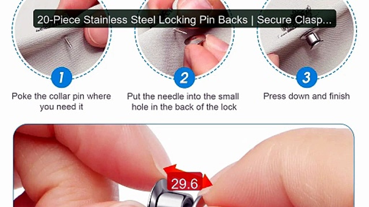 20-Piece Stainless Steel Locking Pin Backs | Secure Clasps fo... -- Amazing Value 2026 | Must Have!