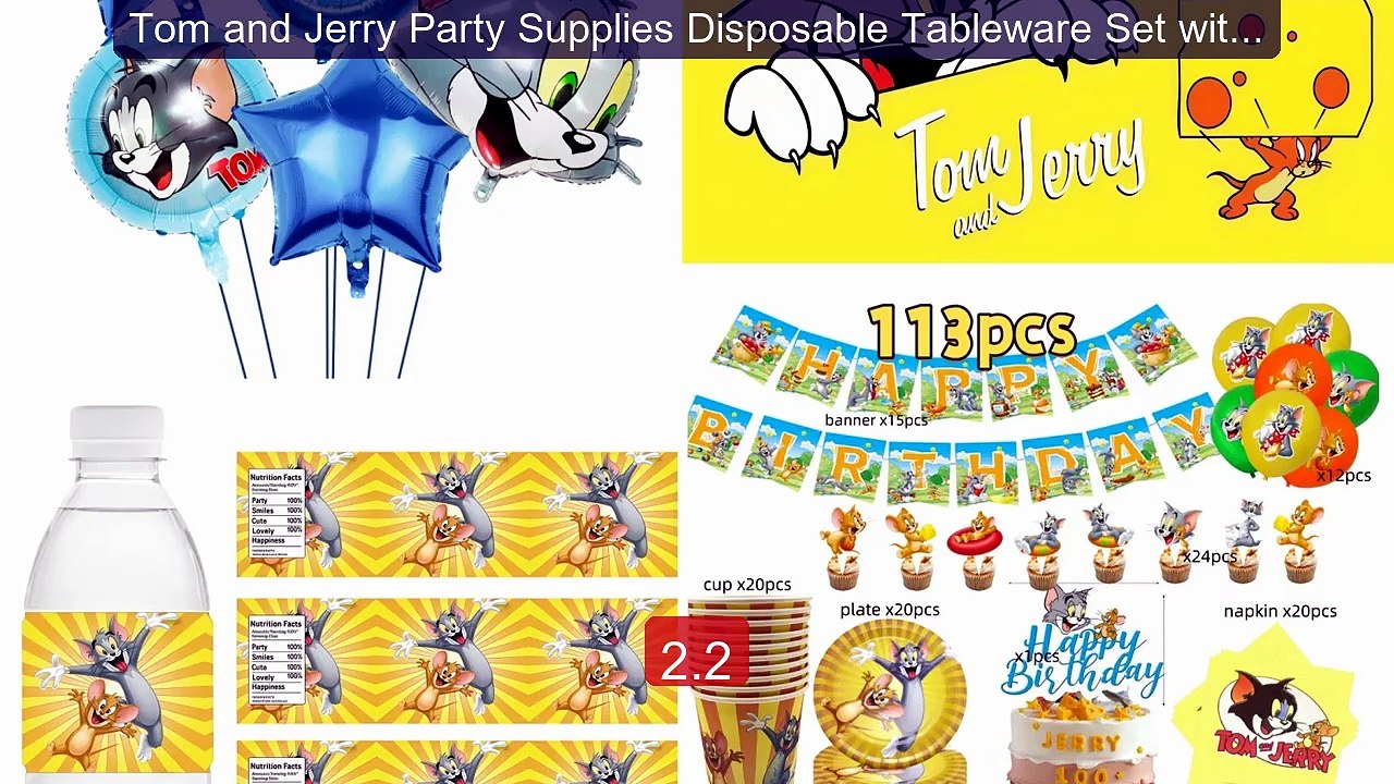 Tom and Jerry Party Supplies Disposable Tableware Set with Sti... -- Best Buy 2026 | Great Quality!