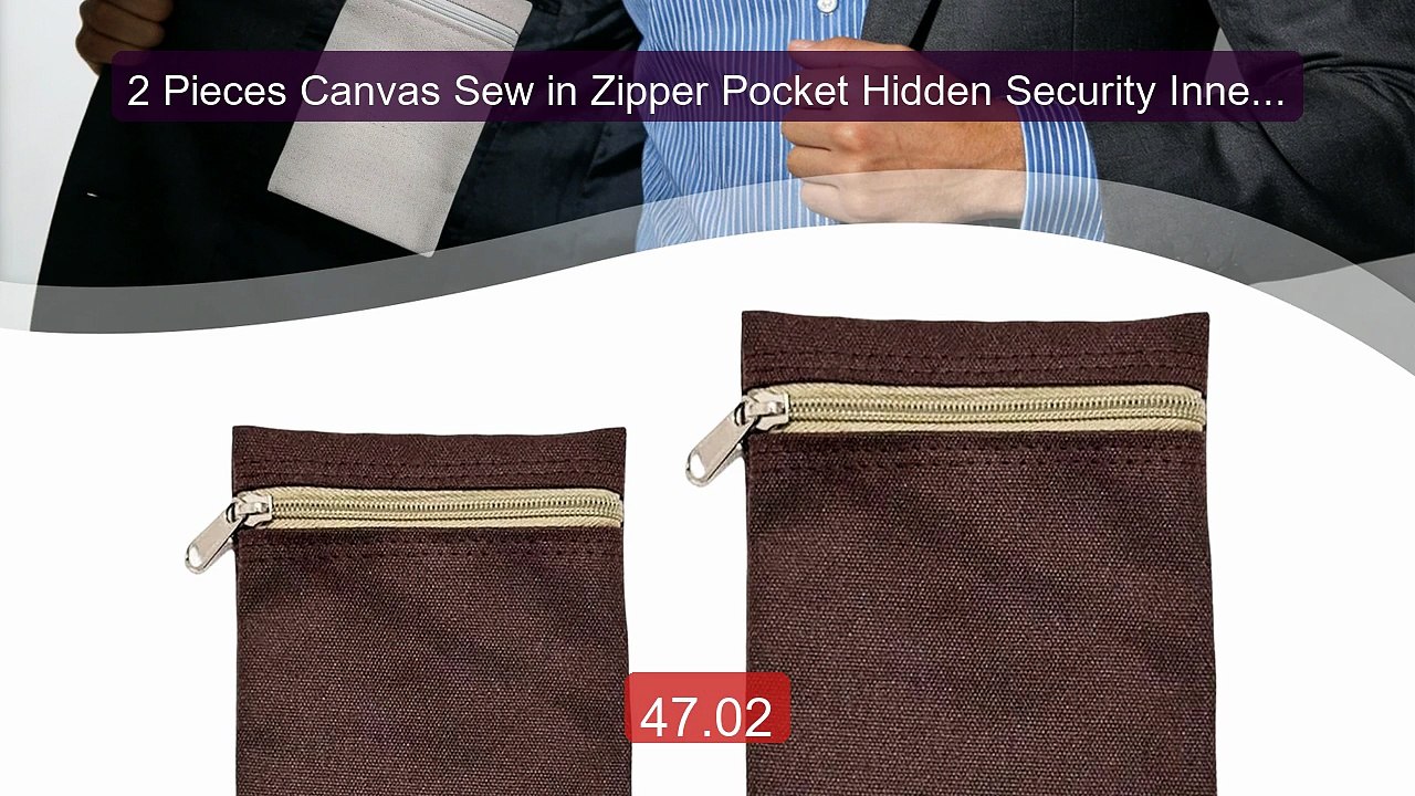 2 Pieces Canvas Sew in Zipper Pocket Hidden Security Inner ... -- Top Pick 2026 | Unbeatable Price!