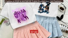 Fashion K POP K-KATSEYE T-shirt Pleated Skirt Set Fashion Love Emb... -- Best Deal 2026 | Shop Now!