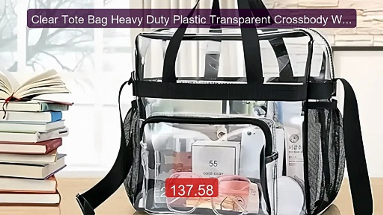 Clear Tote Bag Heavy Duty Plastic Transparent Crossbody With Zipper... -- Top Rated 2026 | Buy Now!
