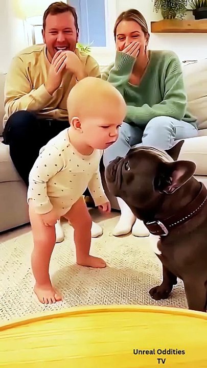 😂 Baby Says “Woof Woof” to a Dog – Funniest Reaction Ever! 🐶👶