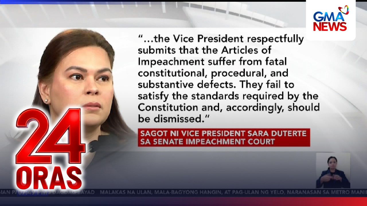 Articles of impeachment vs. VP Duterte, maaari nga bang i-dismiss bago pa magkaroon ng paglilitis? | 24 Oars