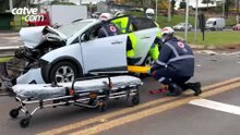 Engavetamento entre caminhão, carro e caminhonete é registrado no Trevo do Portal