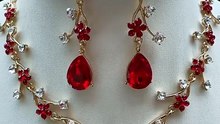 🌈 Colorful Crystal Waterdrop Jewelry Set for Bridal Style