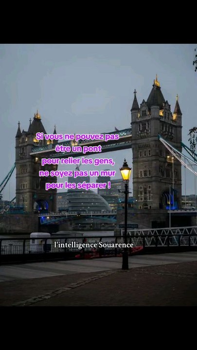 Si vous ne pouvez pas être un pont pour relier les gens, ne soyez pas un mur pour les séparer !#lintelligencesouarence #reels #viralvideochallenge #inspiration #viralreelschallenge #motivation #penseepositivedujour #shortsreels #citationdujour #viralch