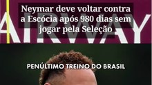 Neymar deve voltar contra a Escócia após 980 dias sem jogar pela Seleção