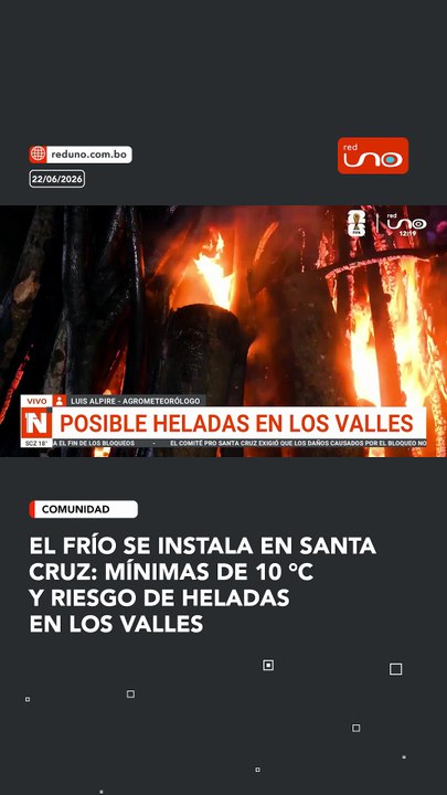El descenso de temperaturas ya se siente en el departamento de Santa Cruz, donde se prevé que las mínimas lleguen hasta los 10 °C en los próximos días y en la región de los Valles se mantiene la alerta por posibles heladas