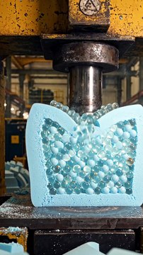 🧊 Memory Foam Cube Compressed by Hydraulic Press ASMR | Slow Squish & Satisfying Shape Recovery