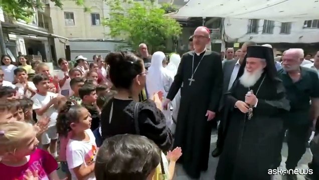 Il cardinale Pizzaballa a Gaza City con il Patriarca Teofilo III