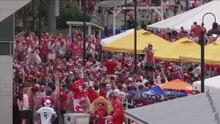 NORWAY FANS BRAVE STORM: “Viking row” chant in the rain outside MetLife Stadium
