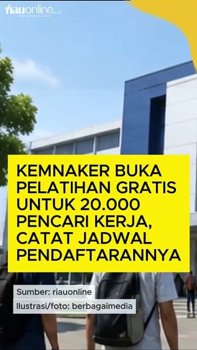 Kemnaker Buka Pelatihan Gratis untuk 20.000 Pencari Kerja, Catat Jadwal Pendaftarannya