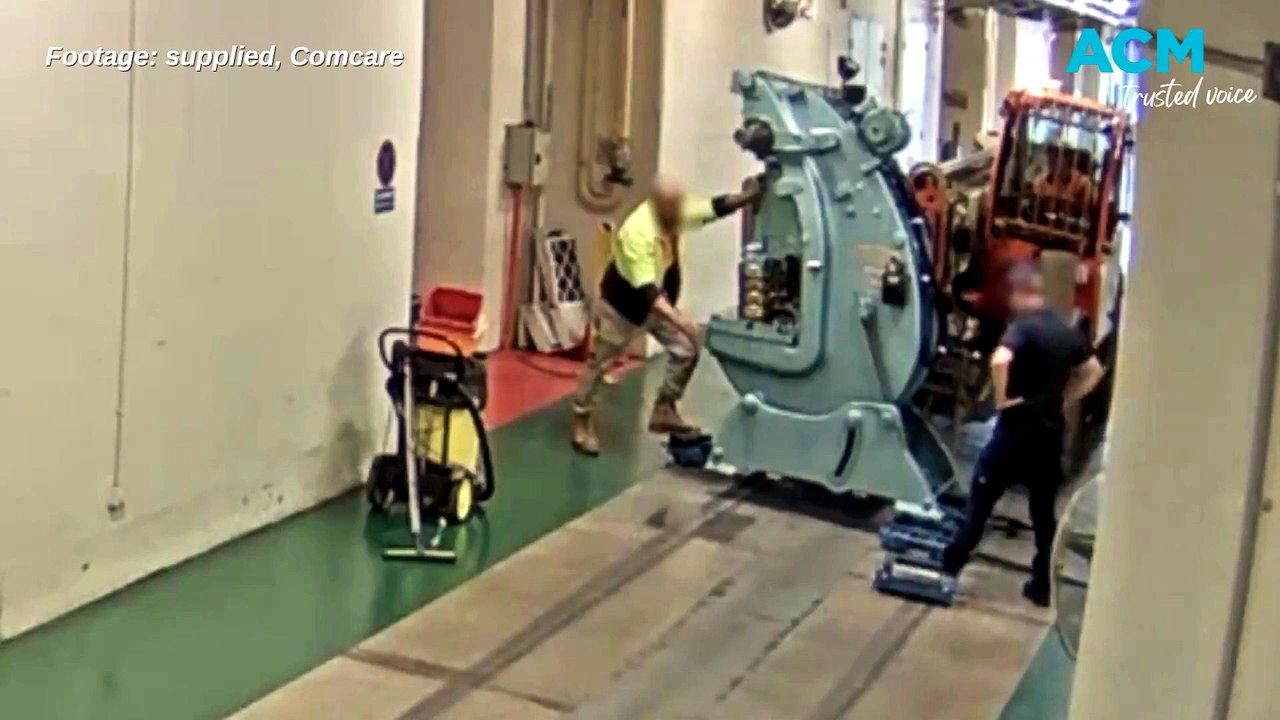 Coin blanking press almost falls on worker at Royal Australian Mint.