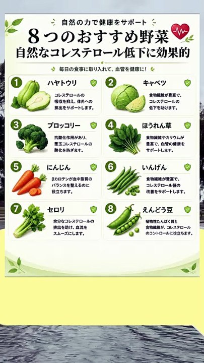 【健康習慣】自然なケア！コレステロール値を下げる「おすすめ野菜8選」