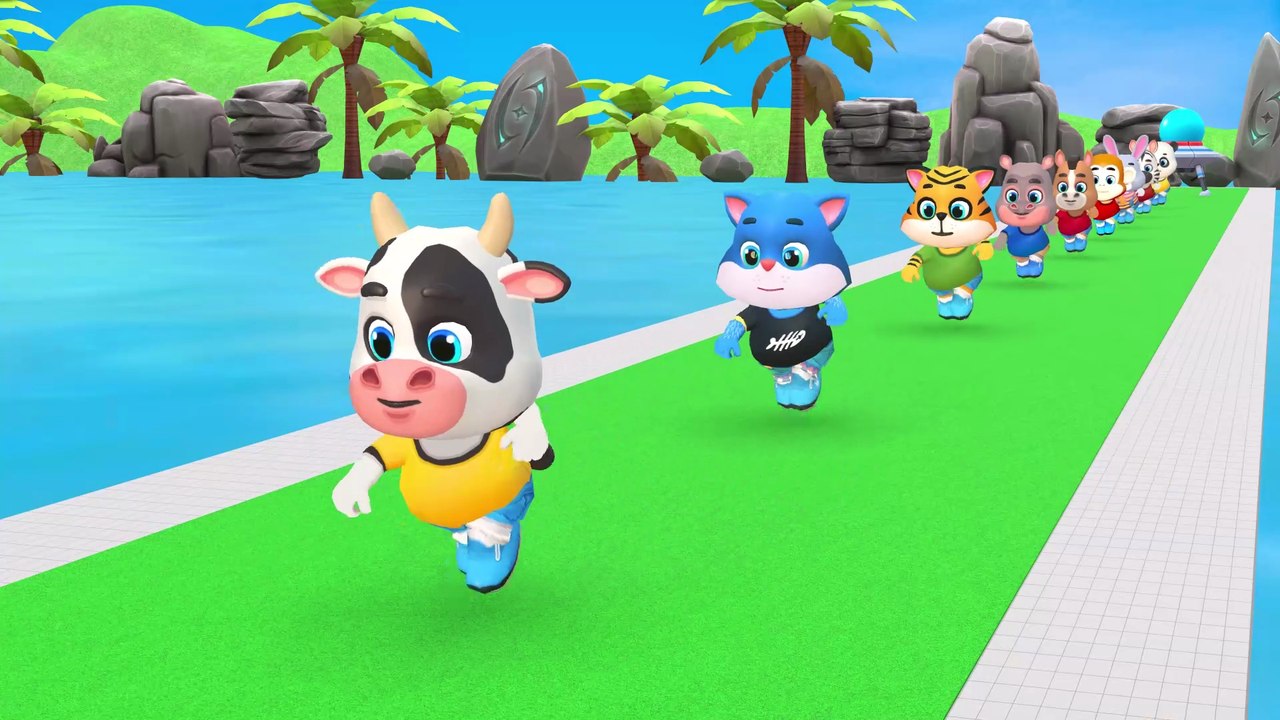 Long Slide Game With Cow Elephant Gorilla Hippopotamus Tiger 3d Animal Game Funny 3d Animals