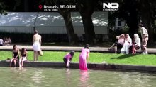 Brussels residents cool off in fountains as heatwave grips Belgium
