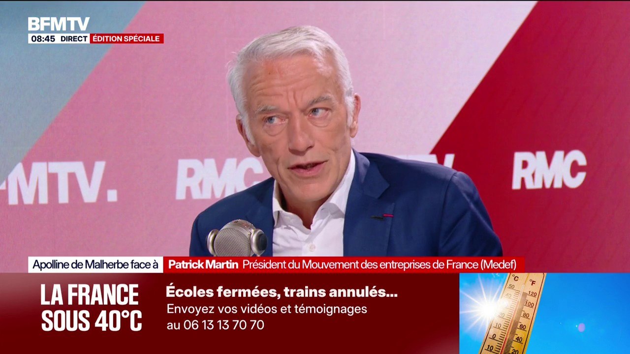 "Il faut que les politiques prennent leur risques en disant la vérité et en proposant des solutions", déclare Patrick Martin, président du Medef