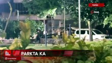 Bursa'da parkta tekme tokatlar havada uçuştu