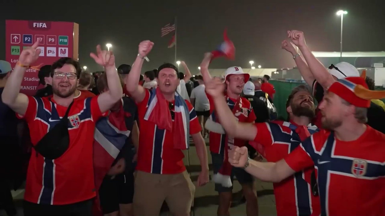 Noruegos celebran el triunfo de su Selección (ENG)