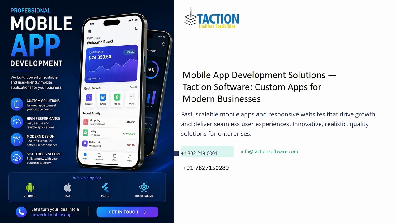 Mobile App Development Solutions — Taction Software - Custom Apps for Modern Businesses