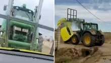 Un hombre es detenido tras embestir a un vehículo de una empresa de cobro de impagos con un tractor