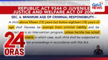 Mungkahing ibaba ang minimum age of criminal responsibility, muling nabuhay | 24 Oras